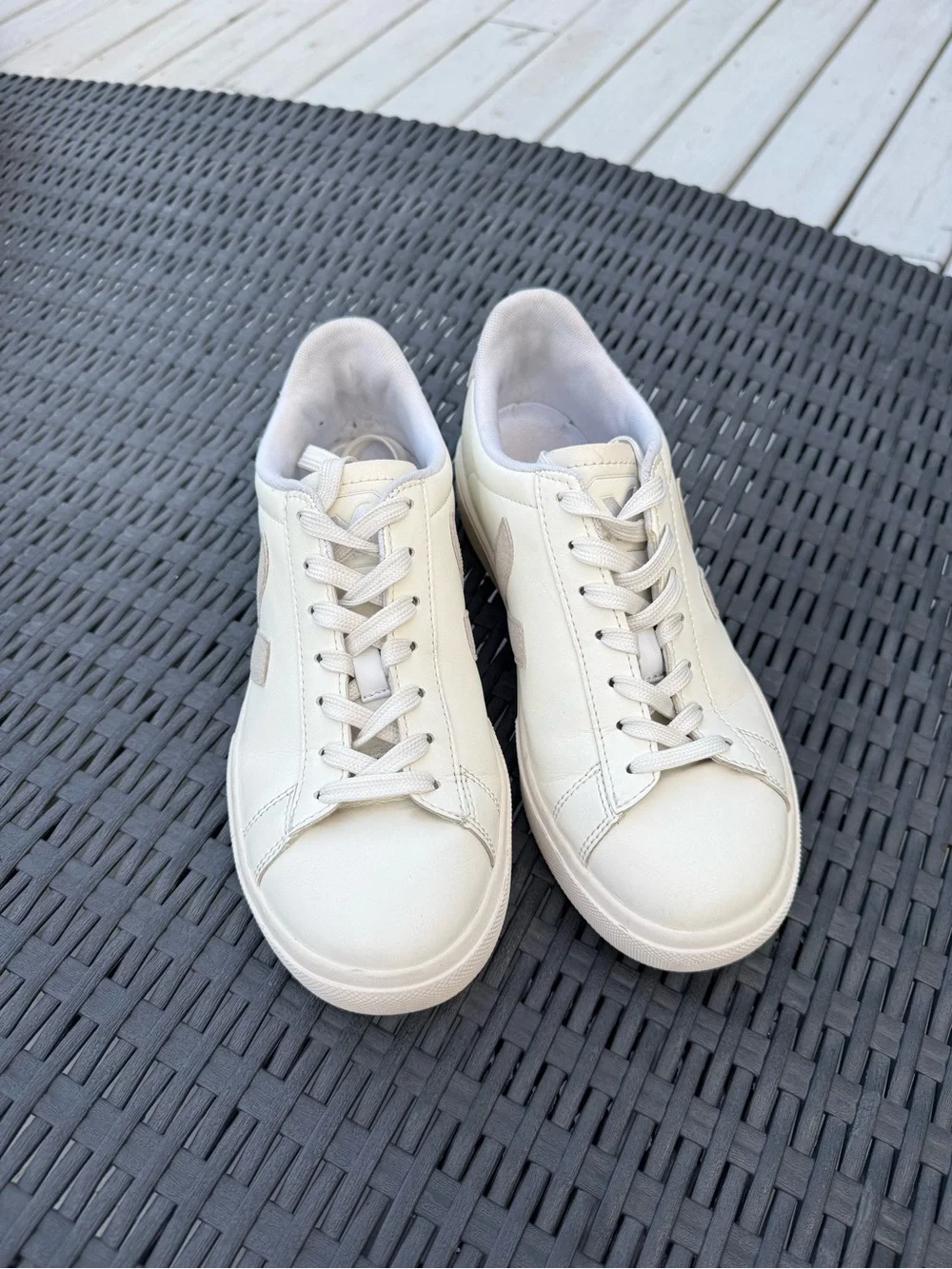 Veja White Sneakers with Off-White V Detail